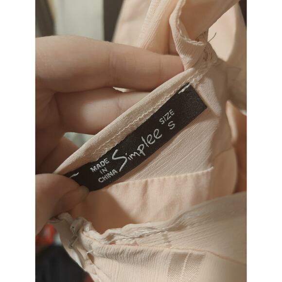 Simplee Blush Pink Tiered Romper Low Back Size S Bohemian Feminine Flirty - Picture 6 of 8